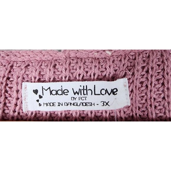 Made With Love By FCT Plus Size 3X Dusty Rose Knit Hoodie Sweater - Picture 7 of 7